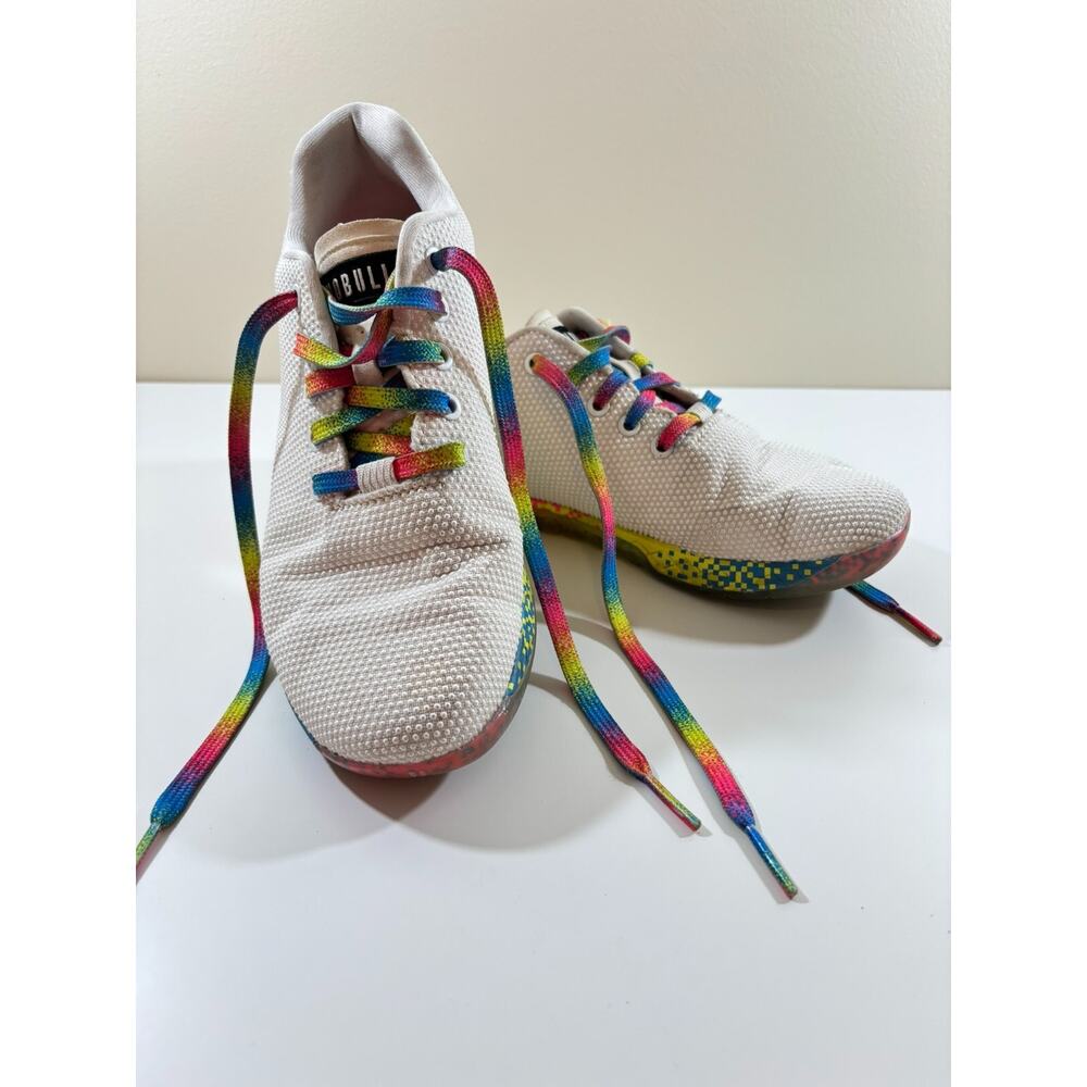 Nobull Outwork Sneakers Unisex White Neon Glitch M-8 W-9.5 Superfabric Trainer